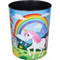 Laufer 26663 Corbeille a papier ronde pour chambre d'enfant Motif chien multicolore 13 l Licorne Motif licorne