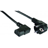 coudé coudé InLine® cordon d'alimentation, antichoc IEC droit connecteur C13, 1m, noir