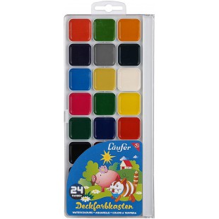 Laufer 87024 Boite de 24 couleurs de plafond en plastique avec couvercle lumineux, bien melange, certifie EN 71