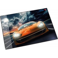 Laufer 46658 Sous-main antiderapant pour enfant Motif voiture de course 53 x 40 cm Avec poche laterale transparente