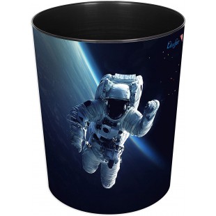 Laufer 26663 Corbeille a papier ronde pour chambre d'enfant Motif chien multicolore 13 l astronaute Astronaute.