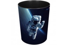Laufer 26663 Corbeille a papier ronde pour chambre d'enfant Motif chien multicolore 13 l astronaute Astronaute.