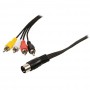 Câble audio stéréo DIN DIN 5p Mâle - 4x RCA Mâles 1.00 m Noir