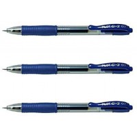 PILOT Lot de 3 Stylos bille a encre Gel G2 07 Pte Moyenne Bleu-Noir
