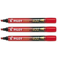 PILOT Lot de 3 Marqueurs Permanent SCA 400 Pte Biseau Large Rouge