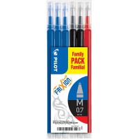 Lot de 6 : PILOT Recharges FRIXION BALL BLS-FR7 (3 Bleu + 2 Noir + 1 Rouge)