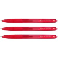 PILOT Lot de 3 Stylos bille SUPER GRIP G retractable Rouge Pointe moyenne