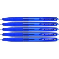 PILOT Lot de 5 Stylos Bille Retractable SUPER GRIP G Pte Moyenne Bleu