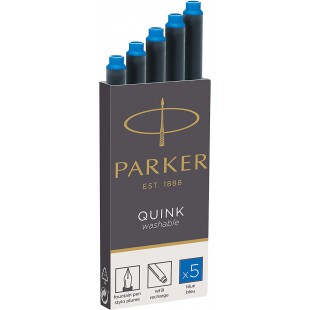 Parker Quink 5 cartouches longues, encre bleue effacable