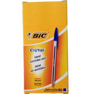 BIC Cristal Medium Stylo a bille Moyen Bleu 50piece(s) - Stylos a bille (Bleu, Bleu, Transparent, Stylo a bille, 