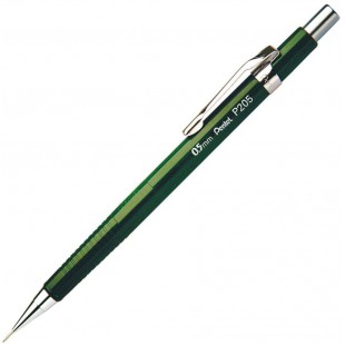 Pentel - portemine P 205, vert, diametre de mines: 0,5 mm clip amovible, avec gomme (P205-D)