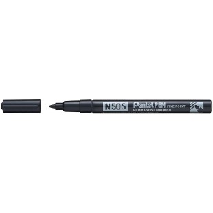 Pentel Stylo N50S-A Marqueur Permanent, Boitier en Aluminium, 1.0 mm, Noir