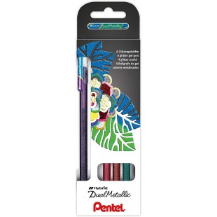 Pentel K110-4COL Lot de 4 stylos a  encre gel hybride double effet de couleur sur papier clair/fonce