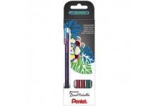 Pentel K110-4COL Lot de 4 stylos a  encre gel hybride double effet de couleur sur papier clair/fonce