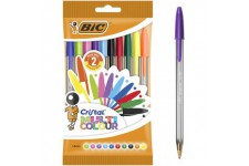 BIC Ecriture Cristal Multicolour Stylos-Bille Pointe Large (1,6 mm) - Couleurs Assorties, Pochette de 10