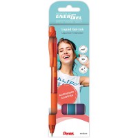 Pentel EnerGel X BL107-4COL Lot de 4 stylos a  encre gel liquide avec mecanisme a  pression 0,35 mm