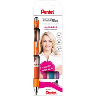 Pentel EnerGel BL77-4COL Lot de 4 stylos a  encre gel avec mecanisme a  poussoir, diametre de la bille : 0,7 mm epaisseur de tr