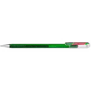 Pentel - Pentel Stylo Roller Gel Hybrid Dual Metallic Glitter, Vert