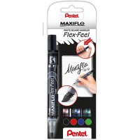 Pentel MWL5SBF-4Maxiflo Flexfeel Lot de 4 marqueurs pour tableau blanc avec pointe flexible