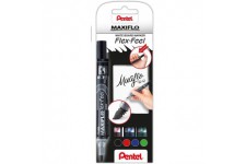 Pentel MWL5SBF-4Maxiflo Flexfeel Lot de 4 marqueurs pour tableau blanc avec pointe flexible