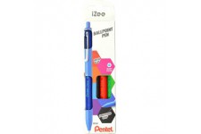 Pentel BX470-4 IZee Lot de 4 stylos a  bille retractable avec clip en metal Largeur de trait 1,0 mm Noir/rouge/bleu/vert