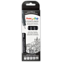 Pentel Pointliner S20P-5 Lot de 5 stylos a  pointe fine Noir 0,05-0,8 mm