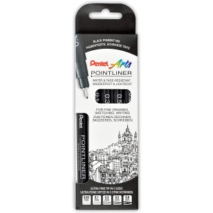 Pentel Pointliner S20P-5 Lot de 5 stylos a  pointe fine Noir 0,05-0,8 mm