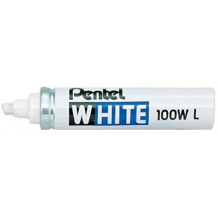 PENTEL Marqueurs permanent blanc x100W Pointe biseautee 3-6 mm