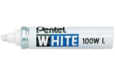 PENTEL Marqueurs permanent blanc x100W Pointe biseautee 3-6 mm