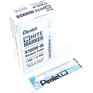 Pentel 100 WM Marqueur peinture Indelebile a Pointe Conique Moyenne Blanc