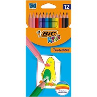 BIC Kids Tropicolors, Crayons de Couleur, Couleurs Assorties, Coloriage enfants - Etui Carton de 12