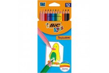 BIC Kids Tropicolors, Crayons de Couleur, Couleurs Assorties, Coloriage enfants - Etui Carton de 12