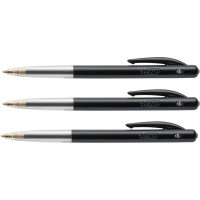 BIC Lot de 3 Stylos bille Retractable M10 CLIC medium pointe moyenne 1 mm noire