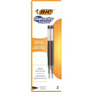 BIC Gel-ocity Recharges Stylo Gel - Noir, Blister de 2