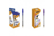 BIC Ecriture Cristal Large Stylos-Bille Pointe Large (1,6 mm) - Encre Fluide - Couleur Bleue, Boite de 50 & Cristal 