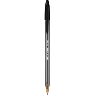 Bic Stylo a bille Pointe large Encre Noire Corps plastique transparent a capuchon & Cristal Fun Stylos-B