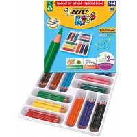 BIC Kids Evolution Triangle ECOlutions Crayons de Couleurs Triangulaires - Couleurs Assorties, Classpack de 144