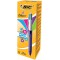 BIC - 1 Stylo 4 Couleurs Fun avec Grip Doigt - Multicolore (Rose + Violet + Vert citron + Turquoise)