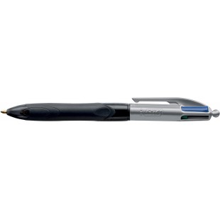 BIC 37533 Stylo-bille 4s pointe moyenne encre classique retractable rechargeable Grip Pro 4s Standard