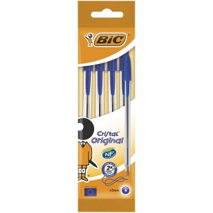 BIC Cristal Original Stylos-Bille - Bleu, Pochette de 4