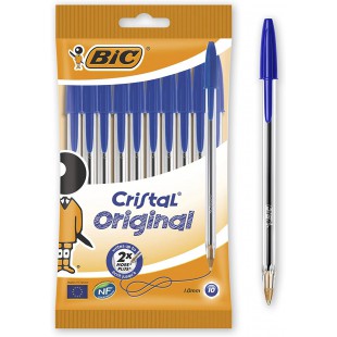 Bic Blister de 10 unites - Boules en verre bleu - Pointe 1,0 mm