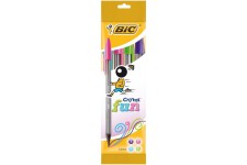 BIC Cristal Fun Stylos-Bille Pointe Large (1,6 mm) - Couleurs Assorties, Pochette de 4