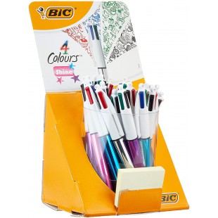 Bic 4 Colours Shine Stylo-Bille Gencode Boite de 20 Noir/Bleu/Rouge/Vert