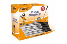 Bic Cristal 896040 Stylo bille Corps transparent Pointe 1 mm Largeur de trait 0,4 mm Noir Lot de 90 + 10 gratuits