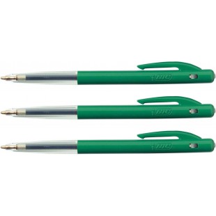 BIC Lot de 3 Stylos bille M10 CLIC Medium Pte Moy. 1 mm Encre Verte