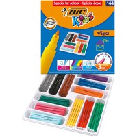 BIC Kids Visa Feutres de Coloriage a  Pointe Fine - Couleurs Assorties, Classpack de 144