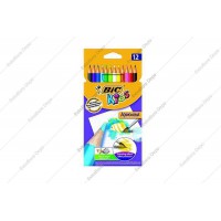 BIC Lot de 6 Etuis de 12 crayons de couleur KIDS AQUACOULEUR 12 Couleurs