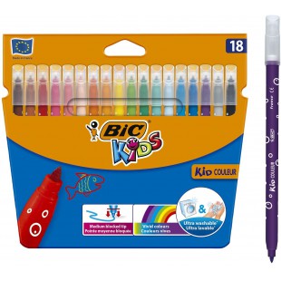 Bic - Kids Kid Couleur - Etui carton de 18 Feutres de coloriage
