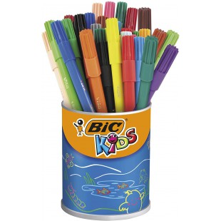 BIC Kids Visa Feutres de Coloriage a  Pointe Fine - Couleurs Assorties, Pot de 36