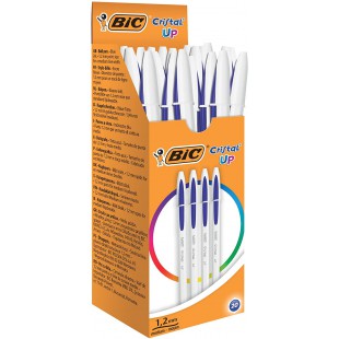 BIC Cristal Up Stylos-Bille Pointe Moyenne (1,2 mm) - Bleu, Boite de 20